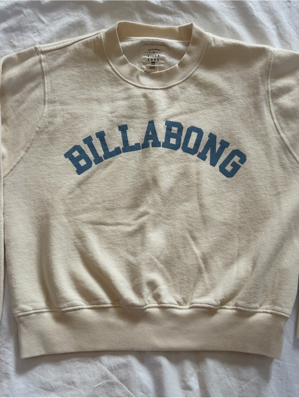 Billabong Cream Crewneck with Blue Arch Logo